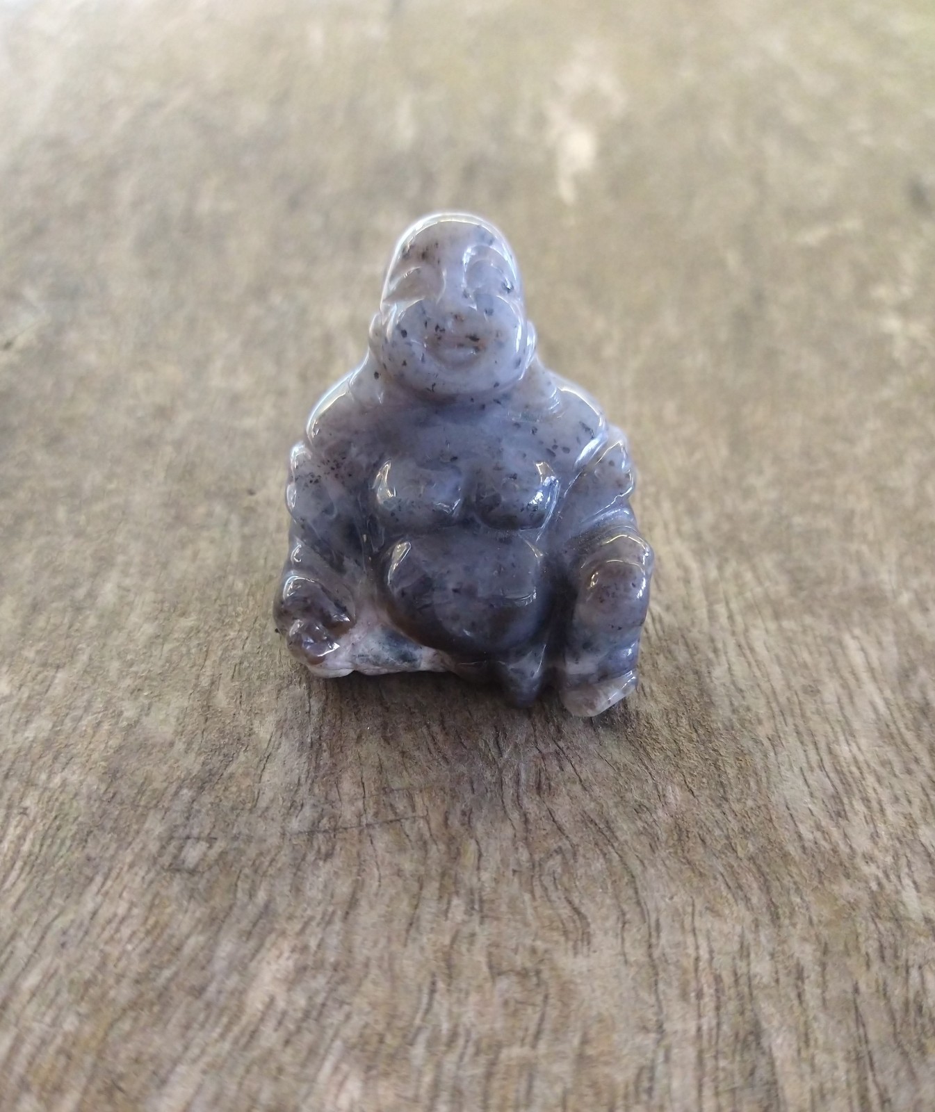 Natural Crystal: Hand Carved & Polished Dendritic Agate Buddah (Approx 4x4x2cm)