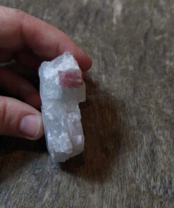 Alternative view of Natural Crystal: Aquamarine with Pink (Rubellite) Tourmaline Inclusions (Approx 5x5x1.5cm)