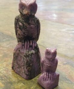 Natural Crystals: Hand Carved and Polished Charoite Owls