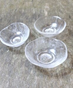Alternative view of Natural Crystals: Hand Carved & Polished Clear Quartz Bowls ( Approx 5x5x4cm)