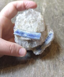 Alternative view of Natural Crystal: Blue Kyanite in Clear Quartz (Approx 6x5x5cm)
