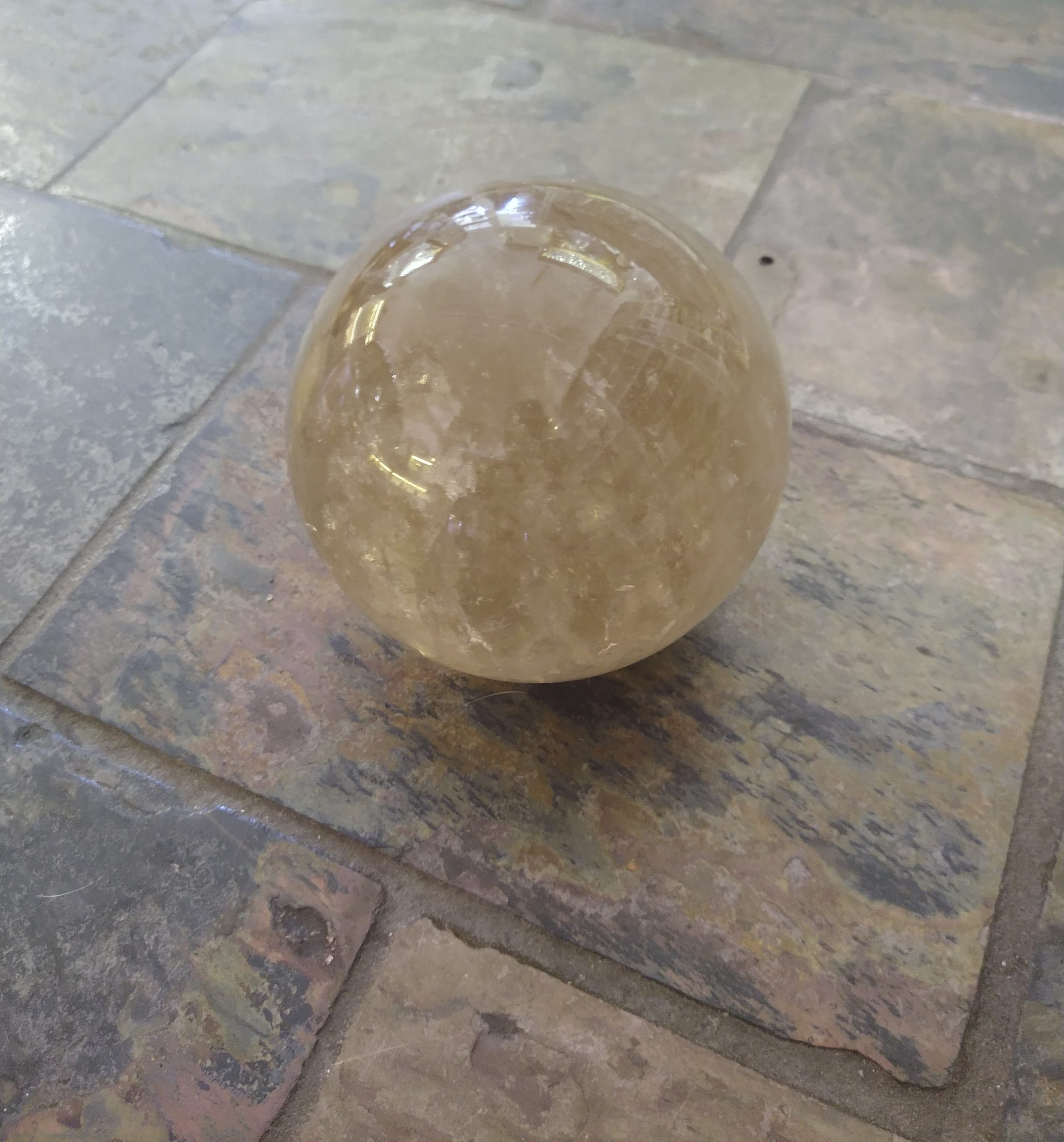 Natural Crystal: Cut & Polished Citrine Sphere (Approx 20cm) - Image 2