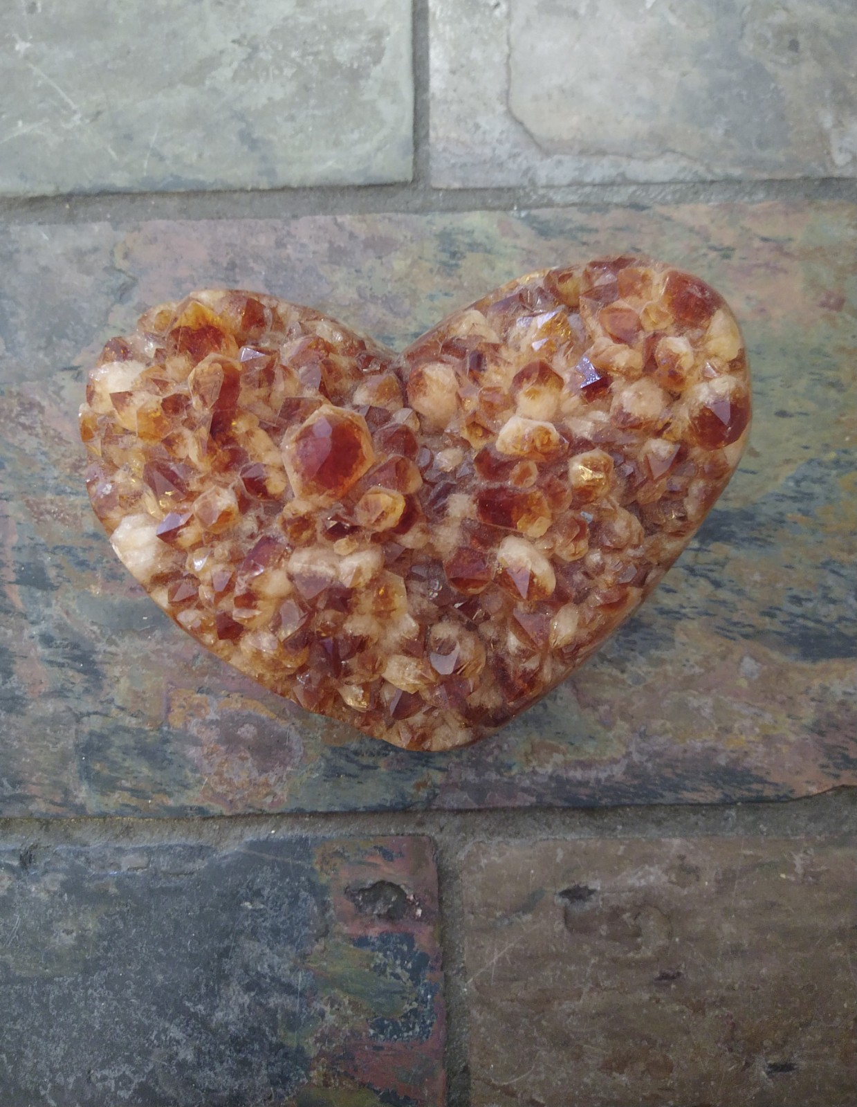 Genuine Crystal: Cut Heart Citrine Cluster (Approx 25x20x10cm)