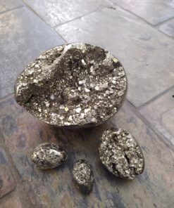 Natural Crystals: Cut & Polished Pyrite Druzey Eggs