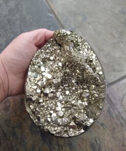 Alternative view of Natural Crystals: Cut & Polished Pyrite Druzey Eggs