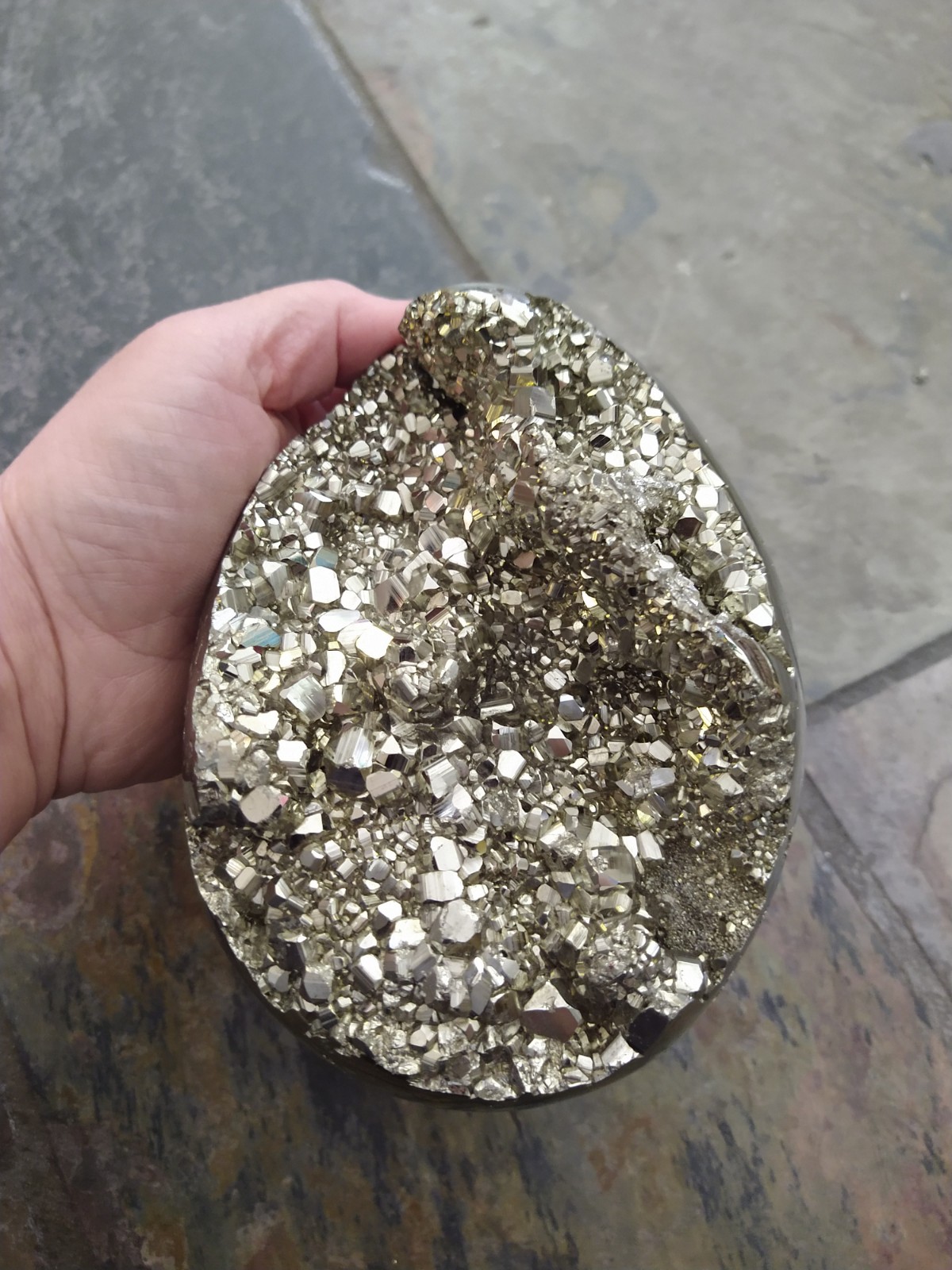 Natural Crystals: Cut & Polished Pyrite Druzey Eggs - Image 2