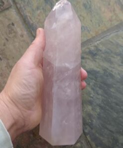 Alternative view of Natural Crystal: Cut & Polished Rose Quartz Generator (Approx 25x10x9cm)