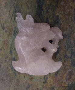 Natural Crystal: Hand Carved & Polished Rose Quartz Dragon's Head w/Cut Base (Approx 14x10x14cm)