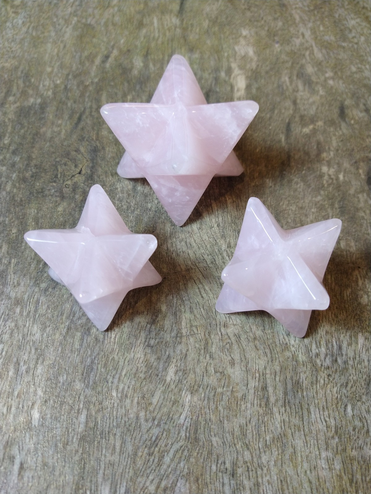 Natural crystals: cut & polished Rose Quartz Merkabah