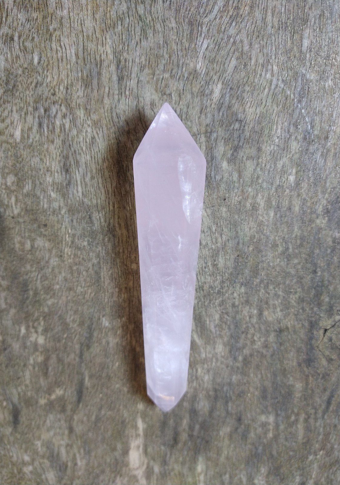 Natural crystals: cut and polished Rose Quartz wand (approx. 12x2x1.5cm)