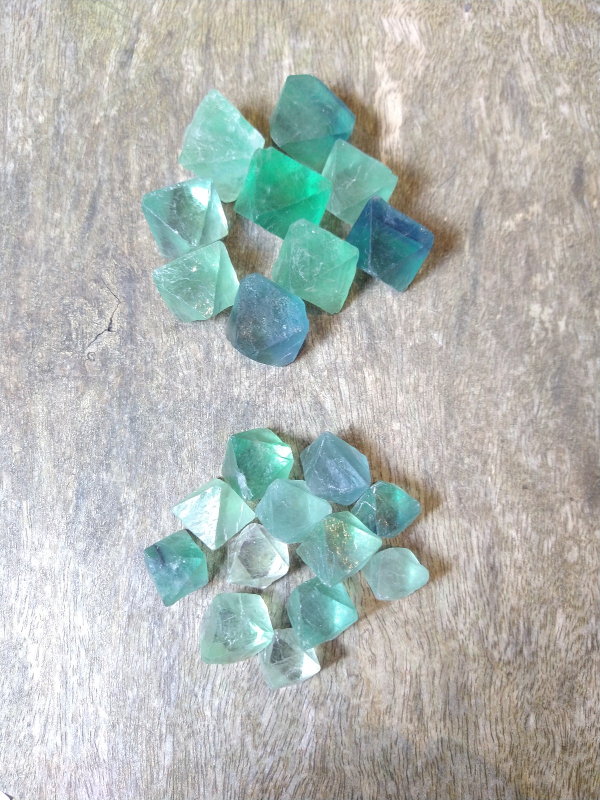 Natural Cubic Crystals: Green Fluorite Octahedrons - Image 2