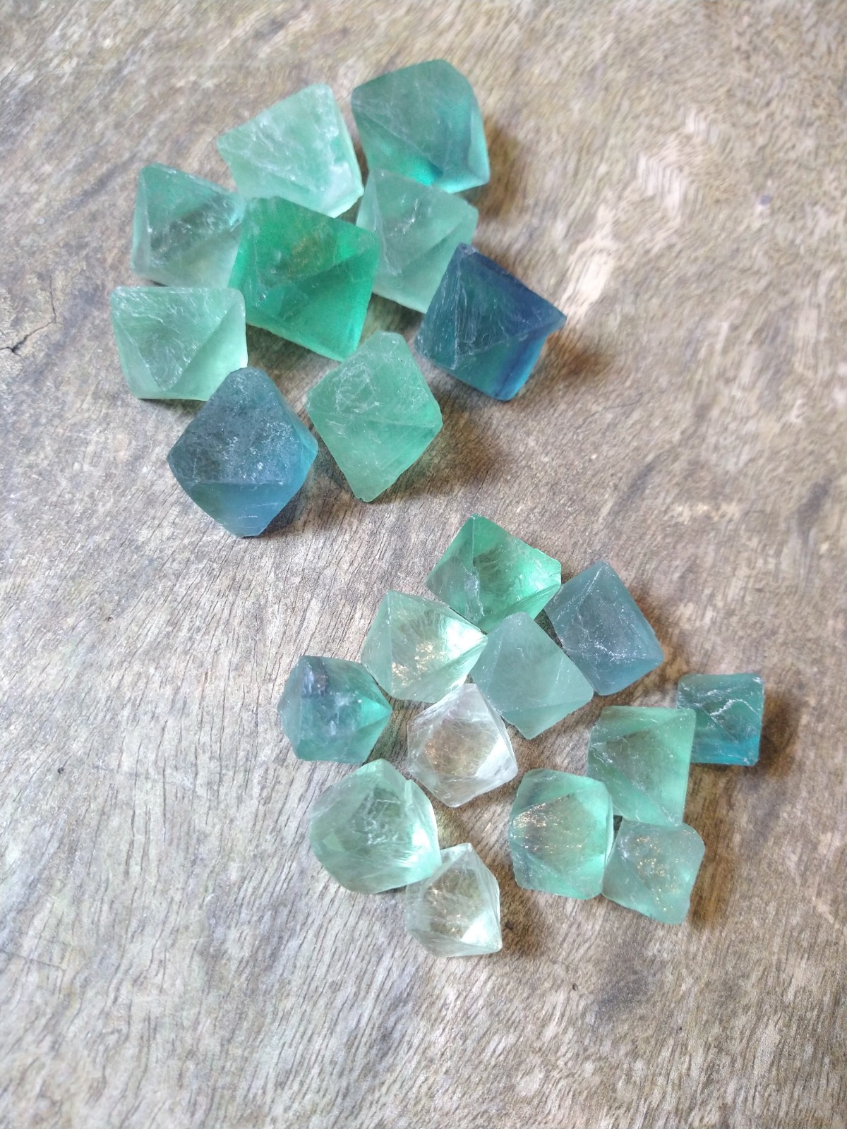 Natural Cubic Crystals: Green Fluorite Octahedrons