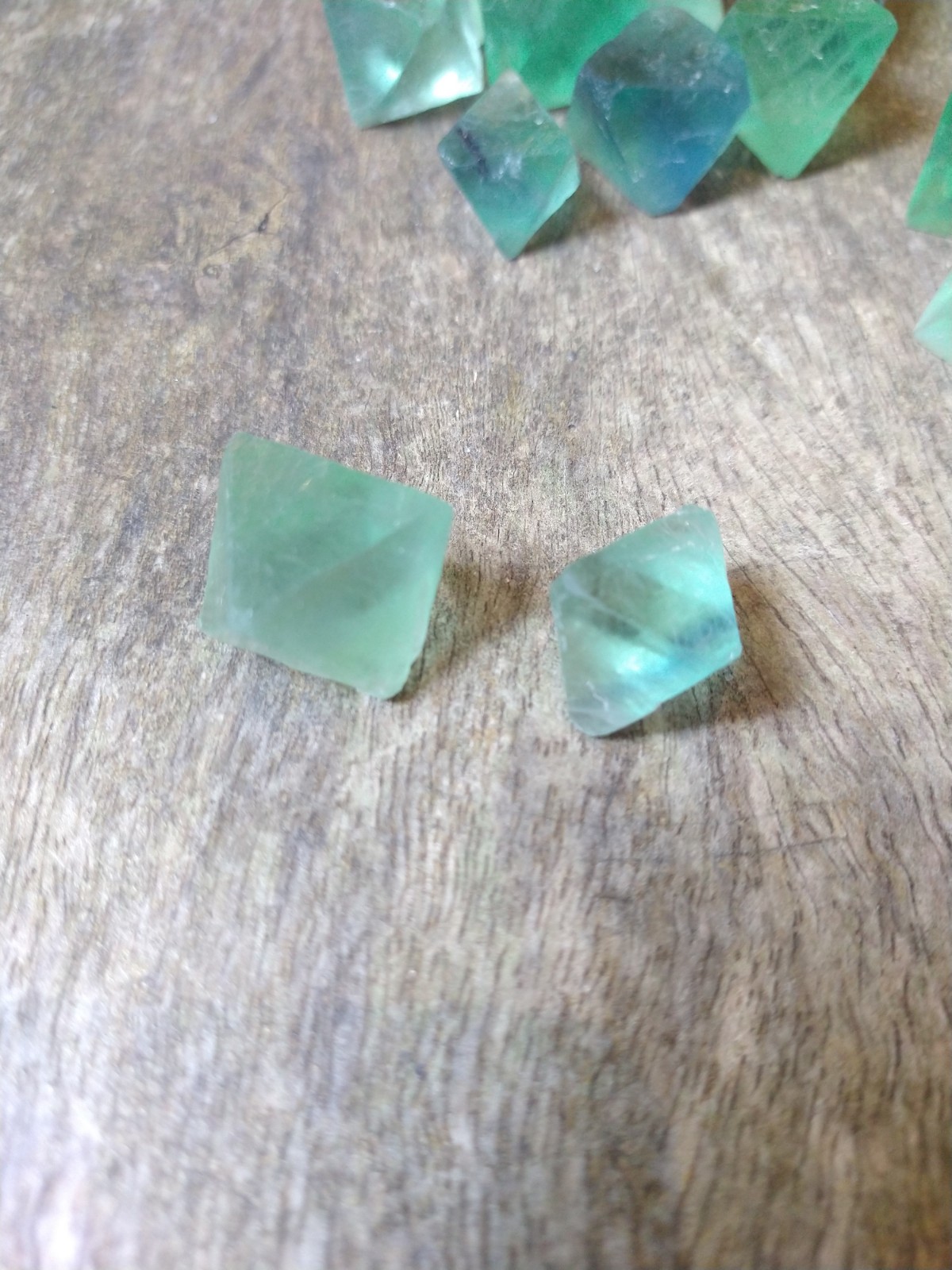 Natural Cubic Crystals: Green Fluorite Octahedrons - Image 3