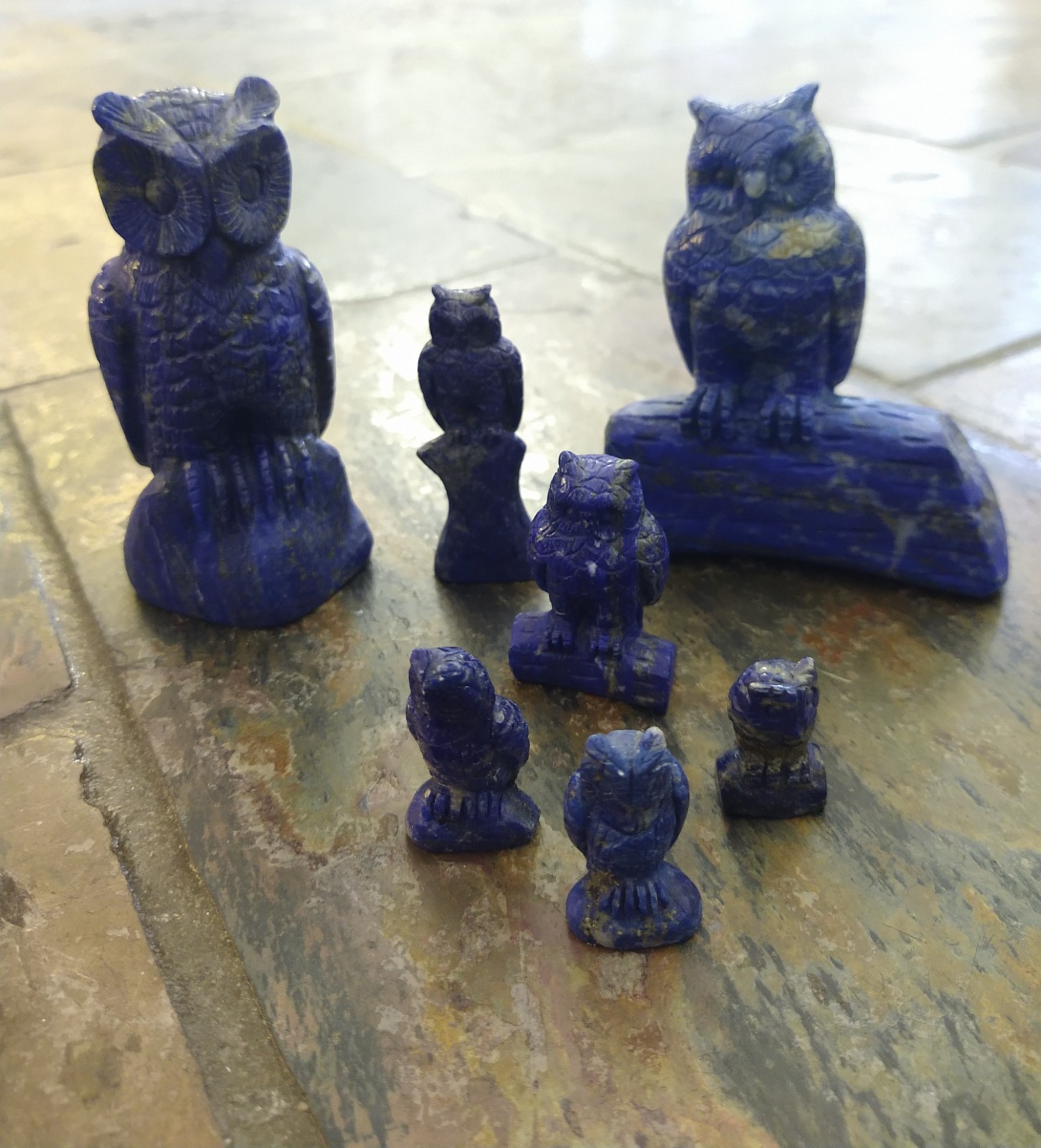 Natural Crystal: Hand Carved & Polished Lapis Lazuli Owls