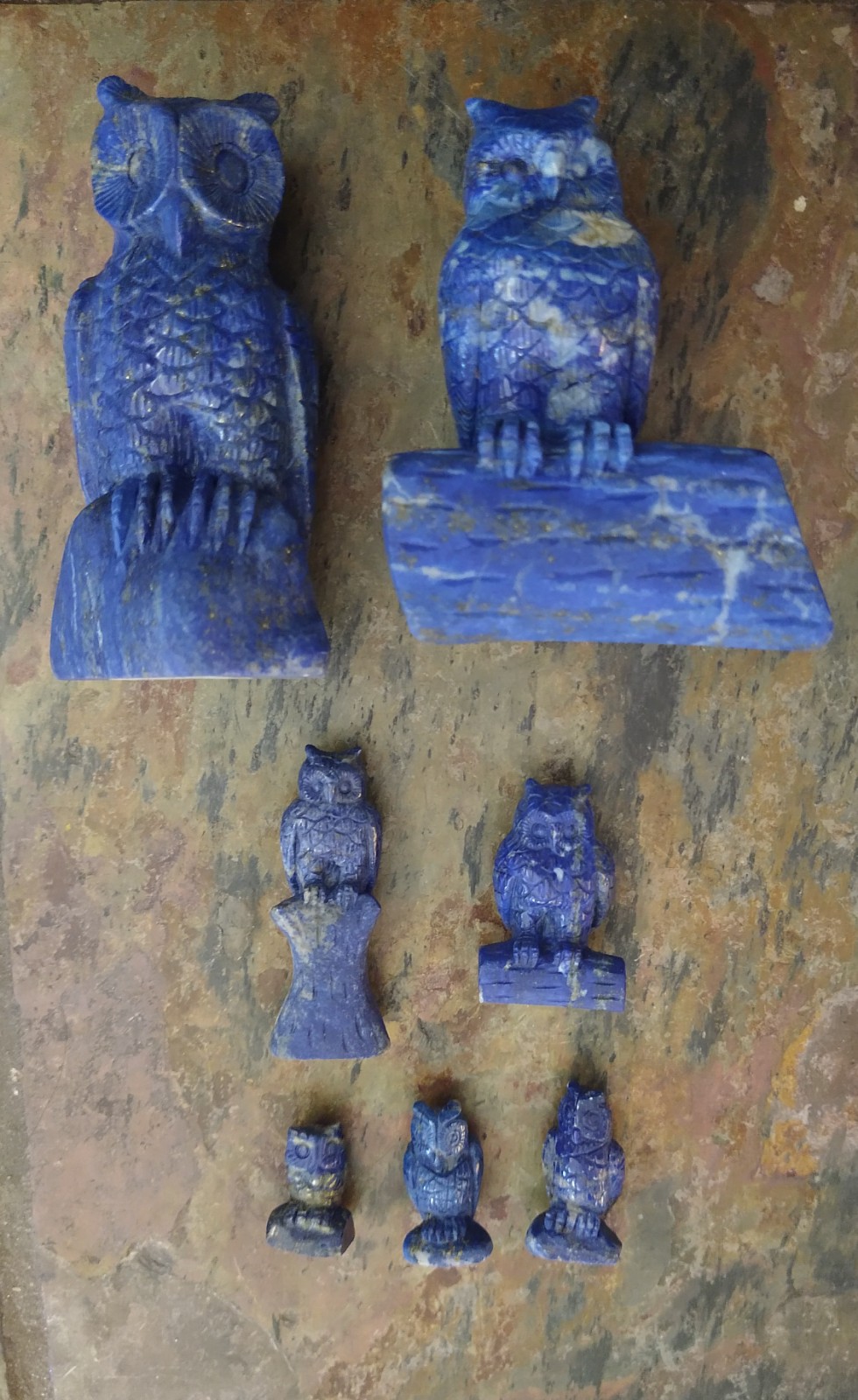 Natural Crystal: Hand Carved & Polished Lapis Lazuli Owls - Image 4