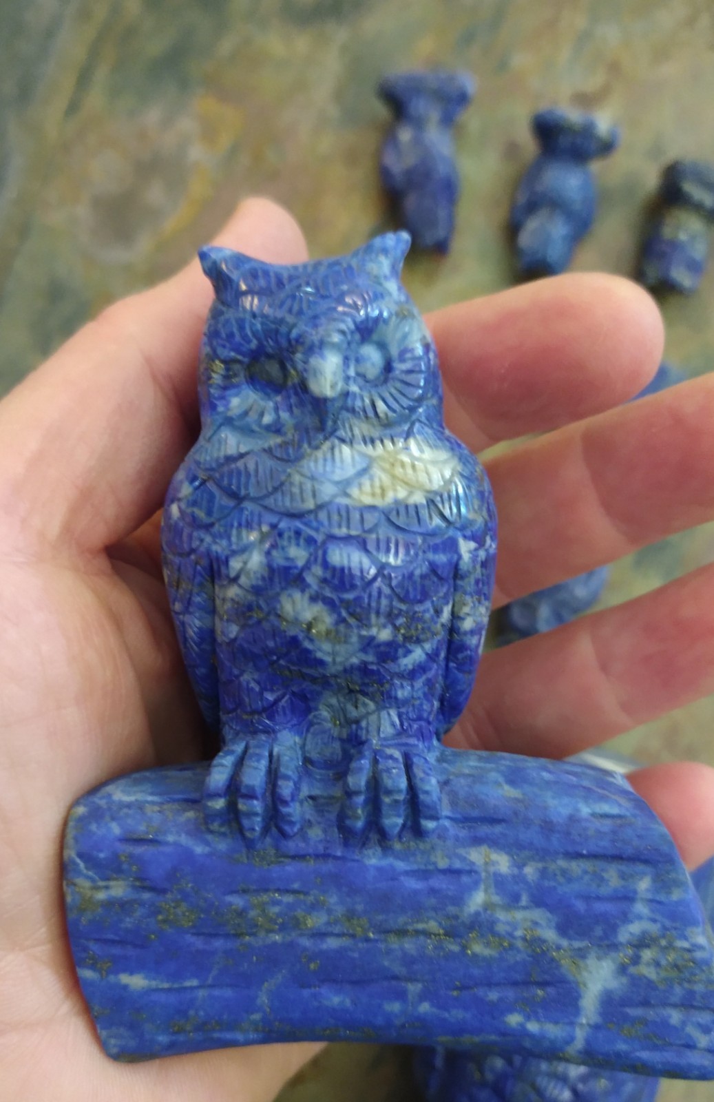 Natural Crystal: Hand Carved & Polished Lapis Lazuli Owls - Image 3