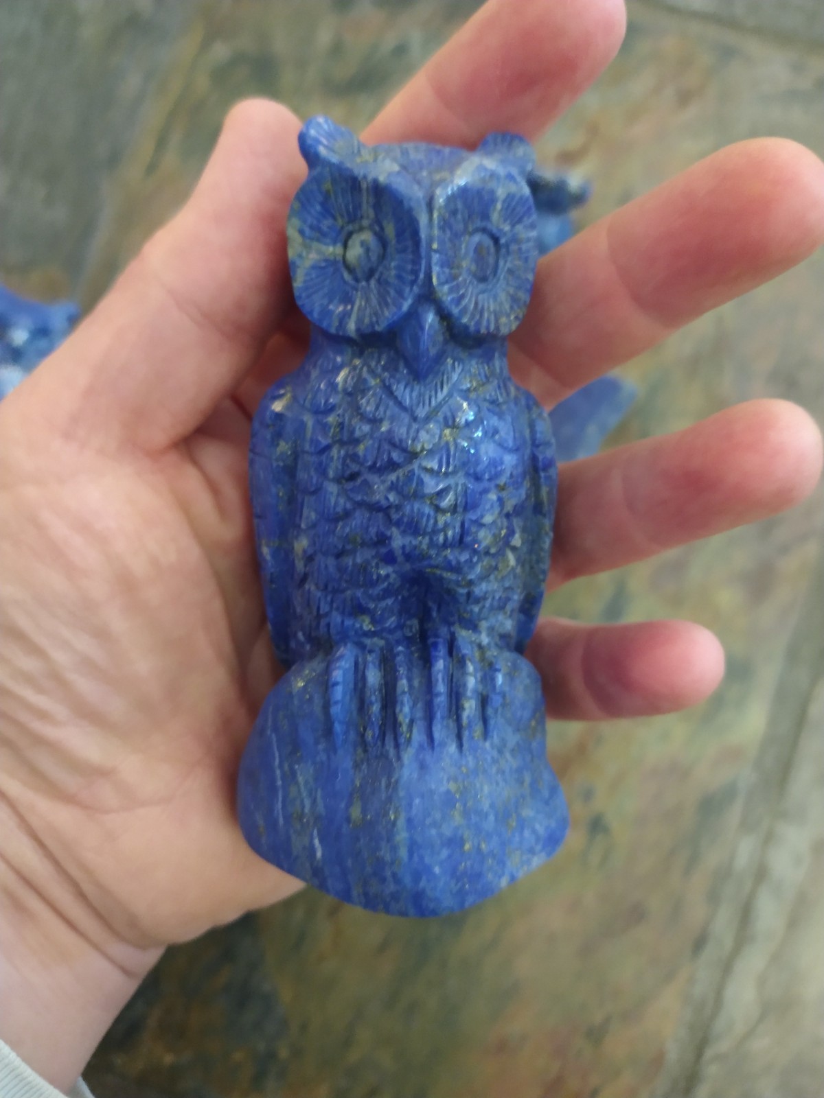 Natural Crystal: Hand Carved & Polished Lapis Lazuli Owls - Image 2