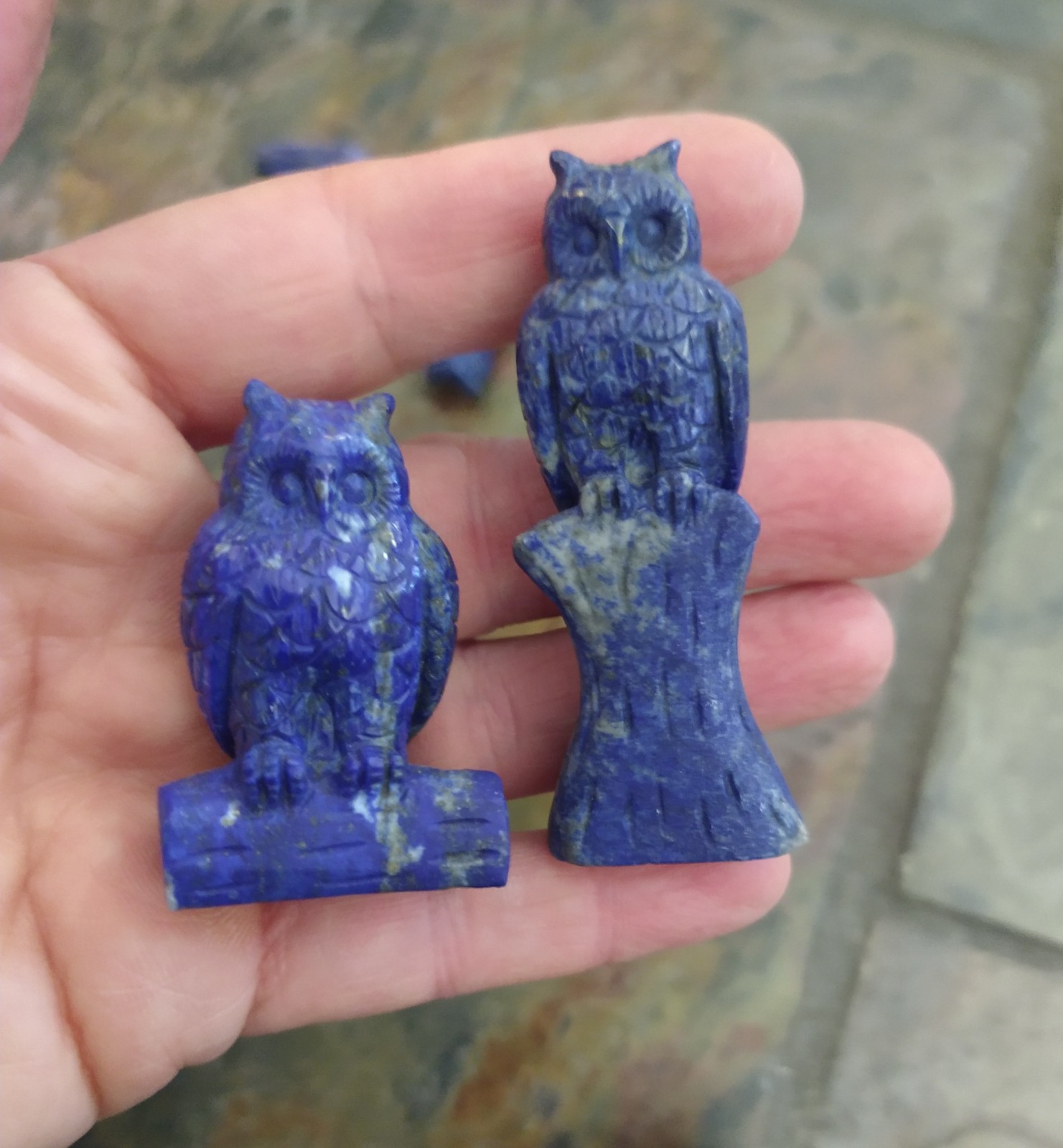 Natural Crystal: Hand Carved & Polished Lapis Lazuli Owls - Image 5