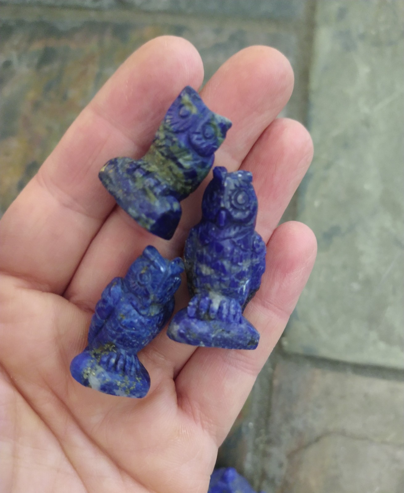 Natural Crystal: Hand Carved & Polished Lapis Lazuli Owls - Image 6