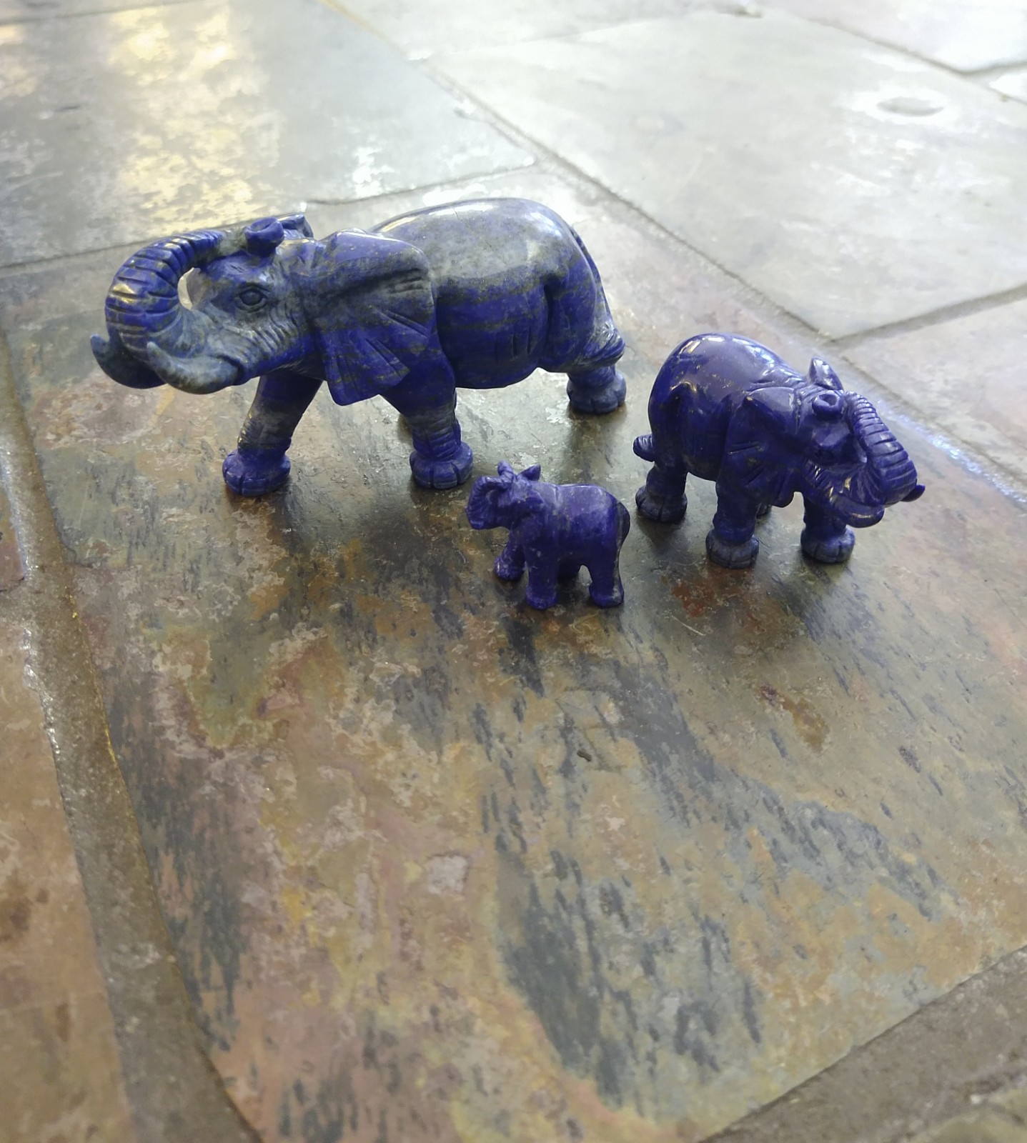 Natural Crystal: Hand Carved & Polished Lapis Lazuli Elephants