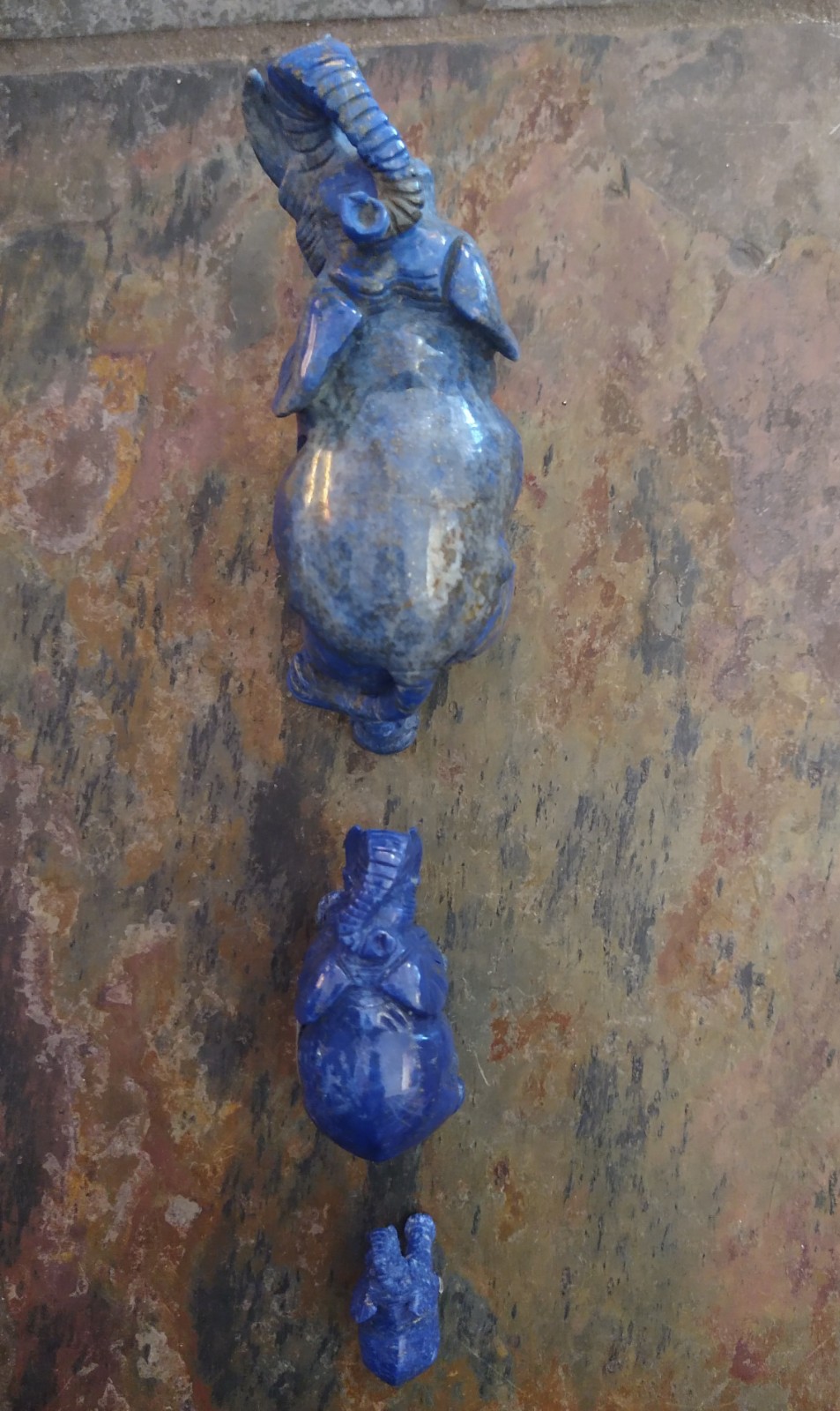 Natural Crystal: Hand Carved & Polished Lapis Lazuli Elephants - Image 2