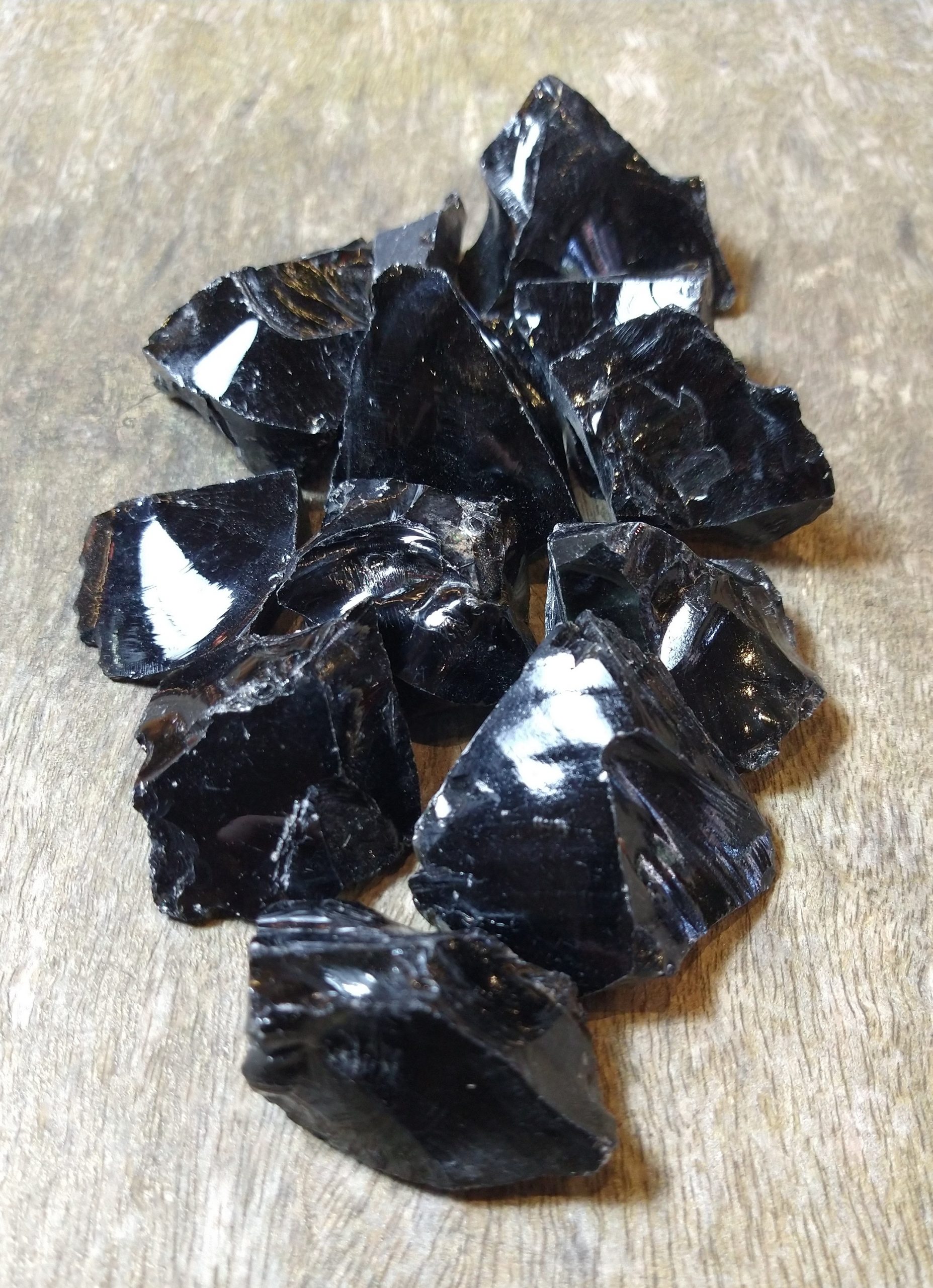 Rough Crystals: Black Obsidian Chunks (Approx 5x4x2cm)