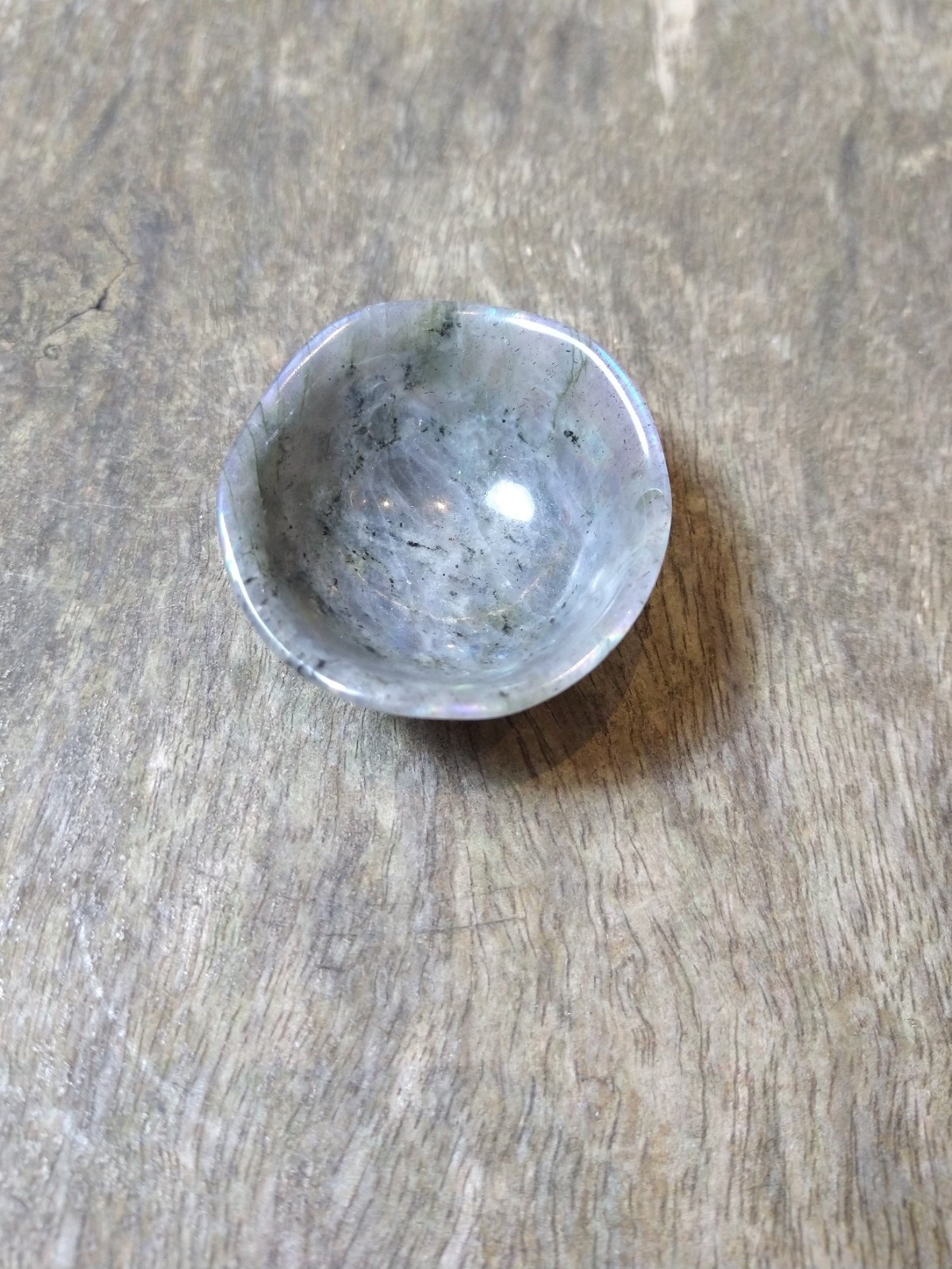 Natural Crystal: Hand Carved & Polished Labradorite Bowl (Approx 5x4cm)