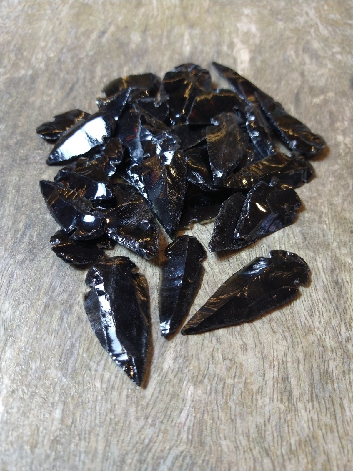 Natural Crystals: Knapped Black Obsidian Arrow Heads
