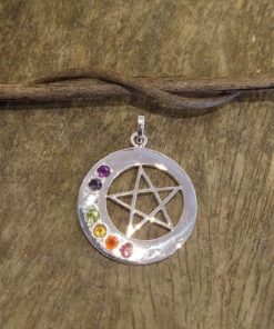 Chakra Pendant: 7 Faceted Gemstones to Represent the Chakras (Energy Centers) Set in 925 Sterling Silver