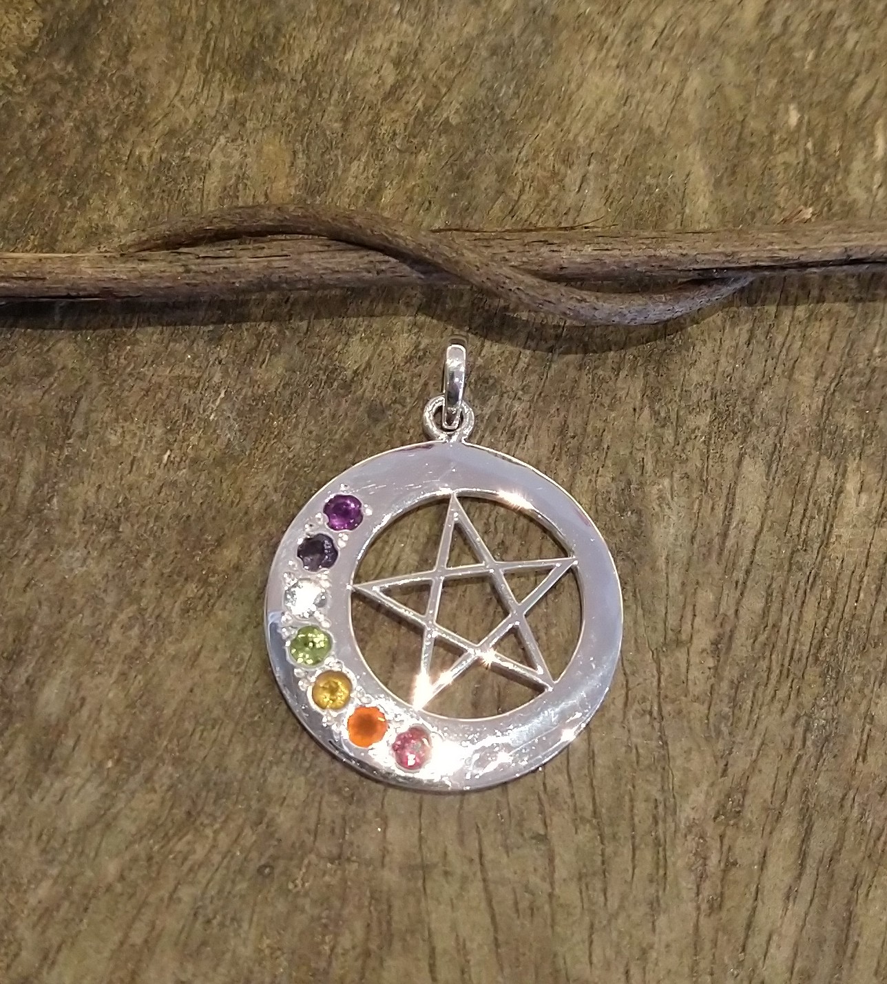 Chakra Pendant: 7 Faceted Gemstones to Represent the Chakras (Energy Centers) Set in 925 Sterling Silver