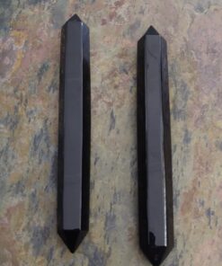 Natural Crystals: Cut & Polished Black Obsidian Wands (Approx 15x1.5cm)