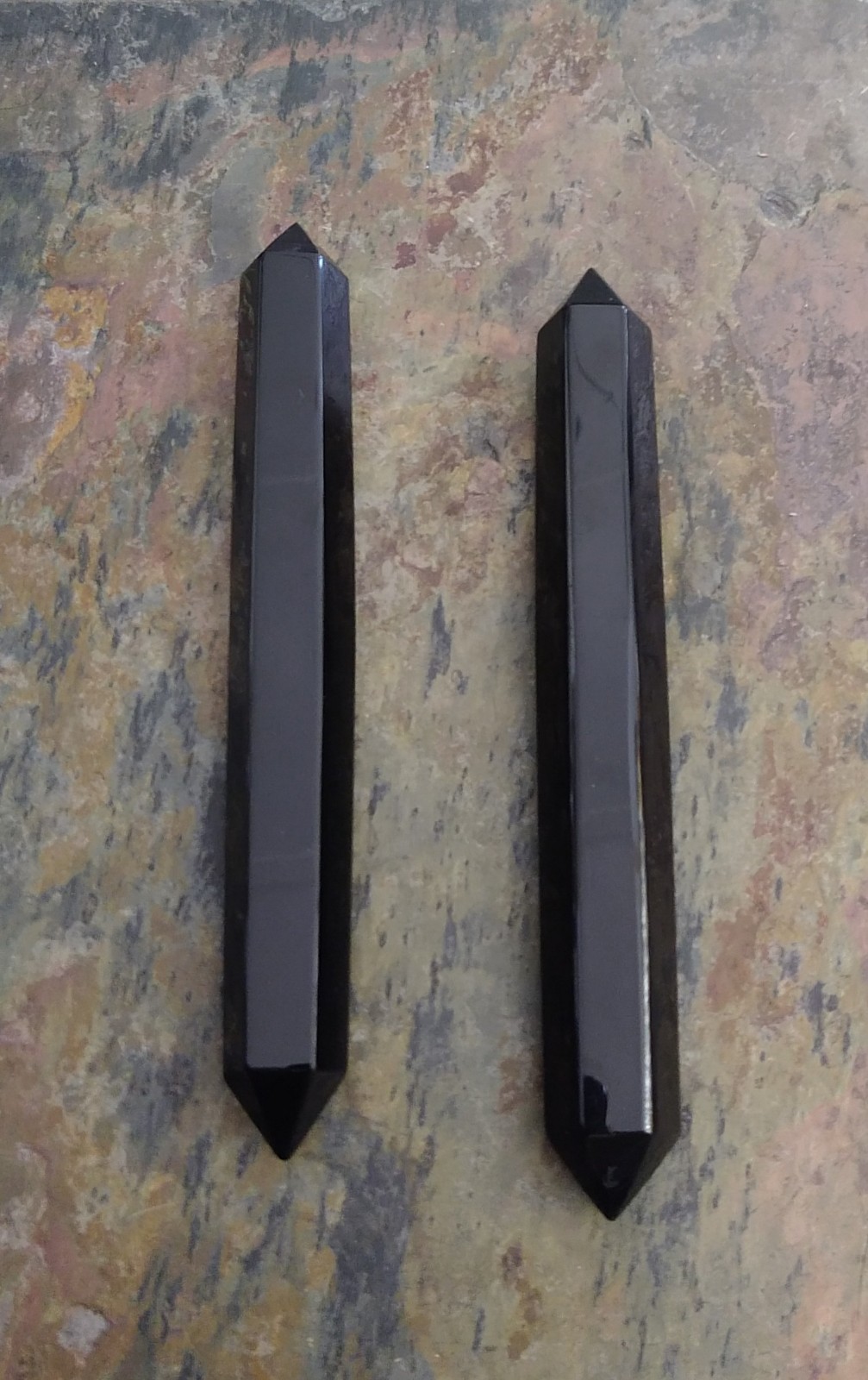 Natural Crystals: Cut & Polished Black Obsidian Wands (Approx 15x1.5cm)