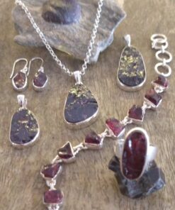 Alternative view of Garnet Jewellery: Cut Natural Raw Crystals Set in 925 Sterling Silver