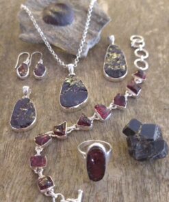 Garnet Jewellery: Cut Natural Raw Crystals Set in 925 Sterling Silver