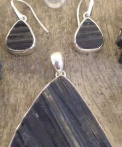 Alternative view of Black Tourmaline Jewellery: Cut Natural Raw Crystals Set in 925 Sterling Silver