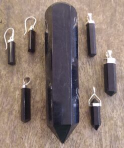 Black Tourmaline Jewellery: Cut & Polished Natural Crystals Set in 925 Sterling Silver