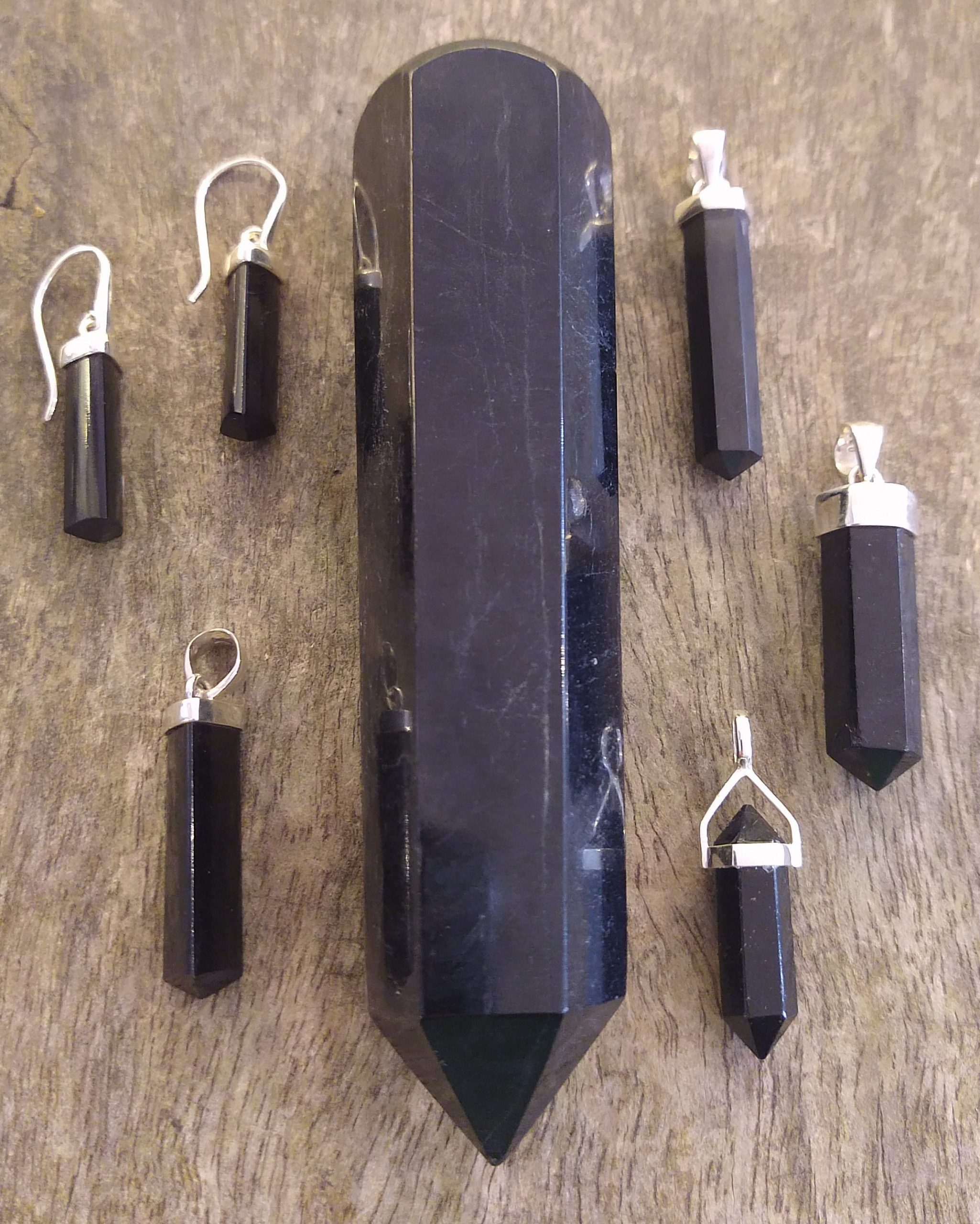 Black Tourmaline Jewellery: Cut & Polished Natural Crystals Set in 925 Sterling Silver