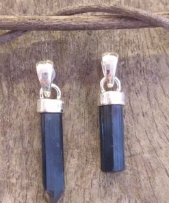Black Tourmaline Jewellery: Cut & Polished Natural Crystals Set in 925 Sterling Silver