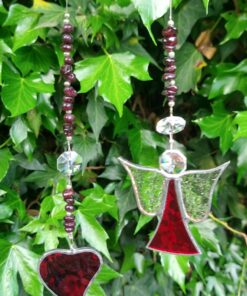 Natural Garnet & Stain Glass Sun Catchers (Australian Made)