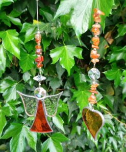 Natural Carnelian & Stain Glass Sun Catchers (Australian Made)