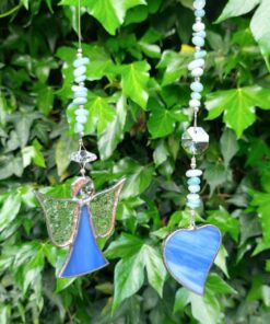 Natural Aquamarine & Stain Glass Sun Catchers (Australian Made)