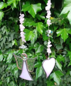 Natural Rose Quartz & Stain Glass Sun Catchers (Australian Made)