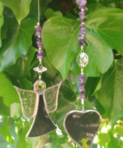 Natural Amethyst & Stain Glass Sun Catchers (Australian Made)