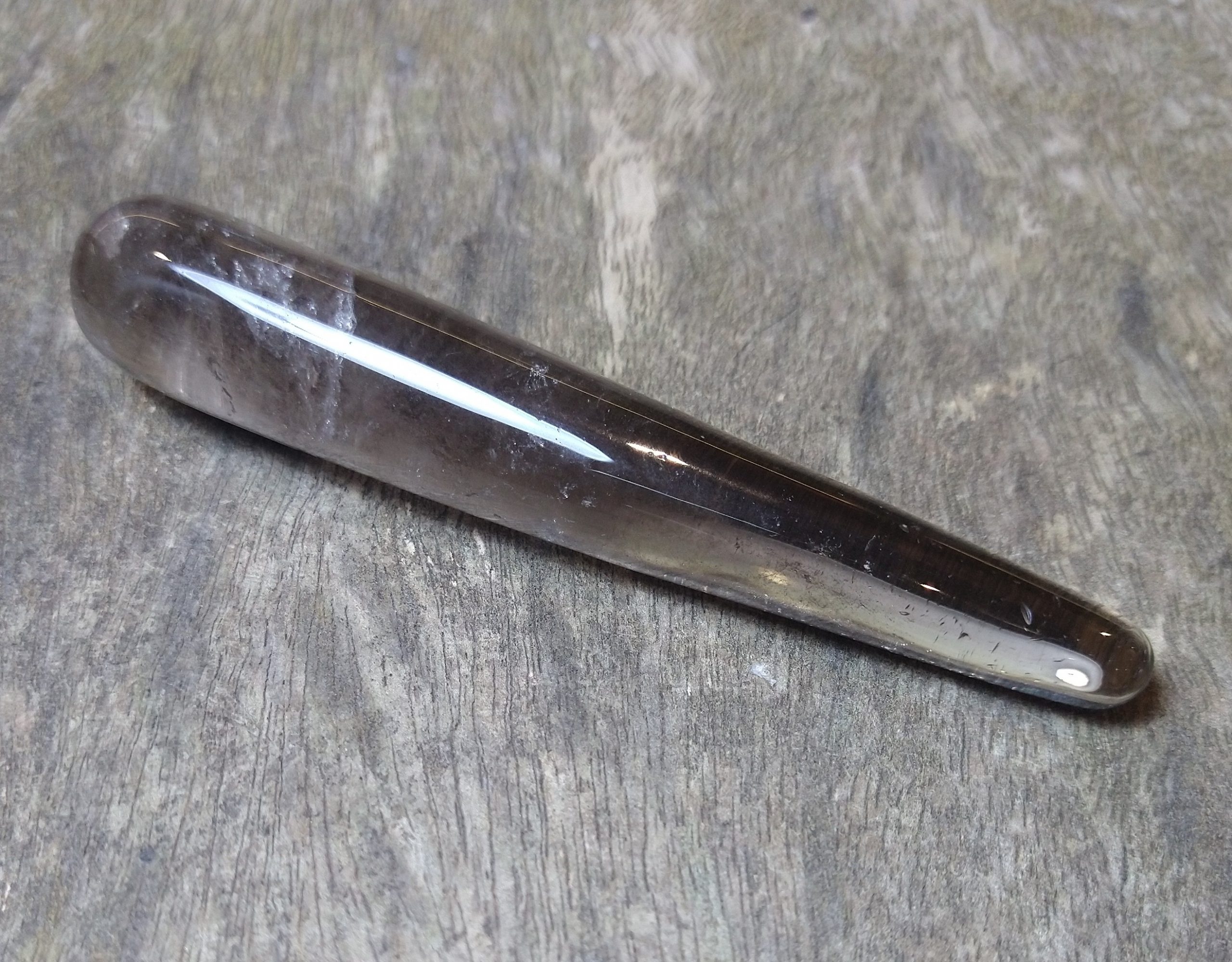 Natural Crystals: Cut & Polished Smokey Quartz Point (Approx 12x2cm)