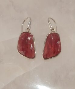 Ruby Faceted Organic Earrings | 925 Sterling Silver