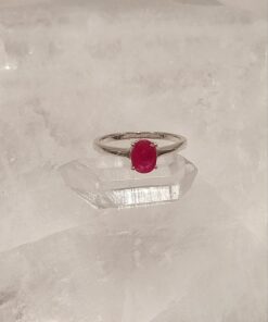 Ruby Faceted Oval Claw Ring | 925 Sterling Silver
