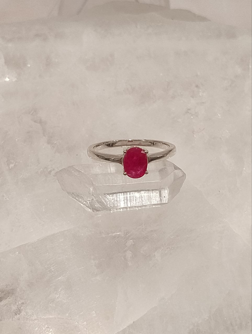 Ruby Faceted Oval Claw Ring | 925 Sterling Silver