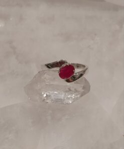 Ruby Faceted Oval Horizontal Claw Ring | 925 Sterling Silver
