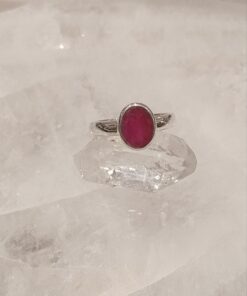 Ruby Faceted Oval Simple Ring | 925 Sterling Silver