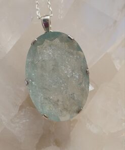 Pendant: Aquamarine Fac Oval Claw Set -1495